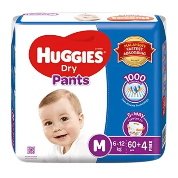 Huggies-Dry-Medium-Pant-Diaper-6-12Kg-64-Pcs-Malaysia